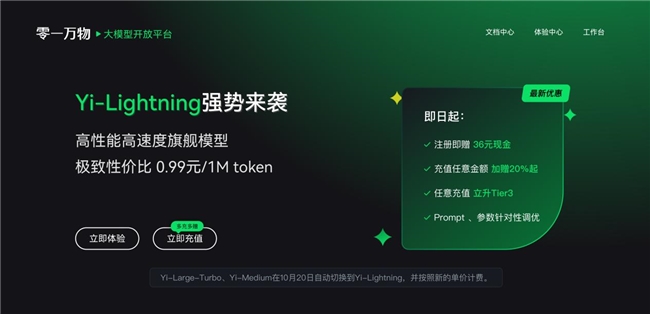 國內(nèi)模型首度超越 GPT-4o！零一萬物新旗艦模型 Yi-Lightning 排名世界第六、中國第一，致力以頂尖模型賦能千行百業(yè)